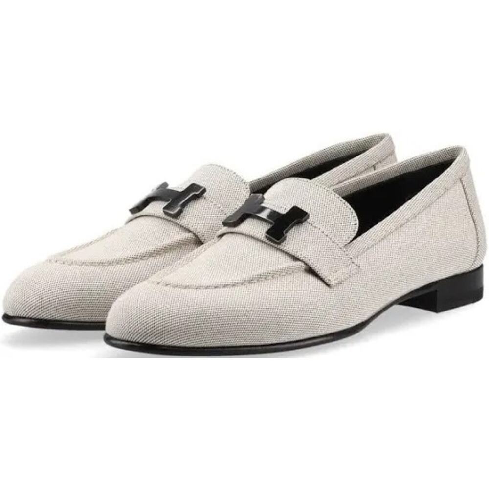 Hermes Black White Canvas Paris Loafer BNIB 37